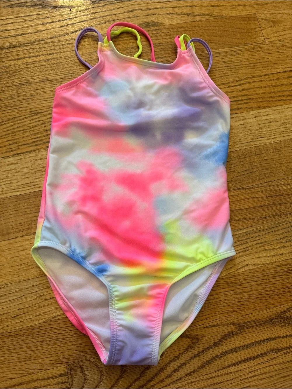 The Children's Place Neon Tie-Dye One-Piece Swimsuit - Pink, Yellow, Blue